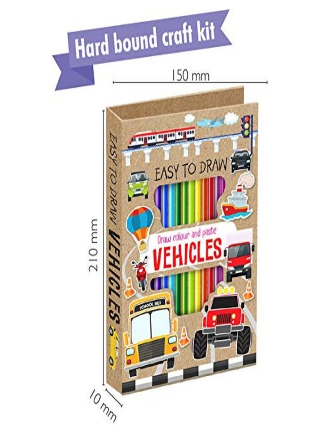 BRIJBASI Vehicles Easy to Draw Art and Craft Kit | 32 Colouring Pages, Stickers and 12 Colour Pencils | Drawing Book for Kids - Image 2